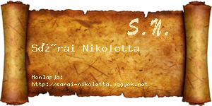Sárai Nikoletta névjegykártya